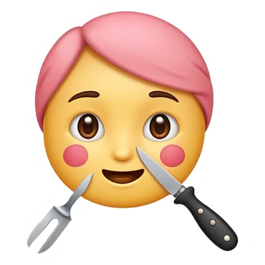 un emoji con cara adorable y un cuchillo sticker