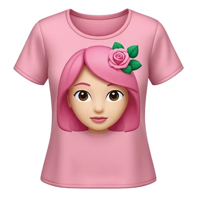 A 3D cartoon rose-pink women’s top with short sleeves, soft fabric texture, gentle lighting, isolated on plain background, Memoji-style. sticker