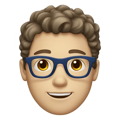 White boy with blue eyes with glasses with dark brown wavy hair sticker