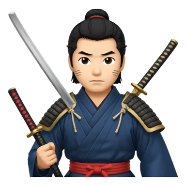 man samurai holds katana, still pose. sticker