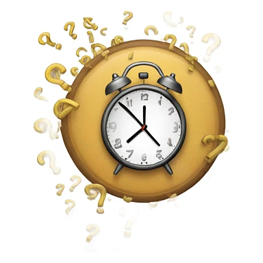 a clock and question marks time passing sticker