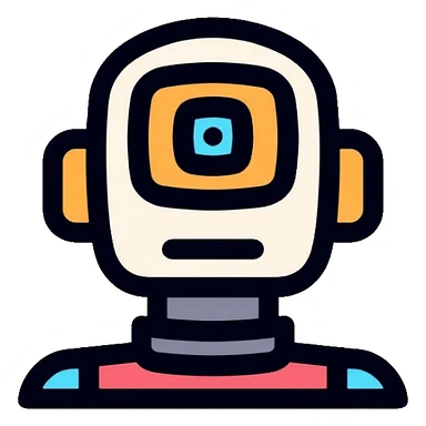 Robot with visible AI processor chip in its brain sticker