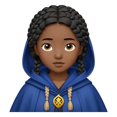braid black hair, asian girl, dark blue cloak sticker