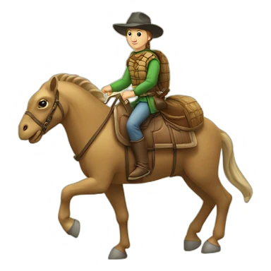 Tortue sur un  cheval sticker