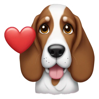 Bassett hound with a heart sticker