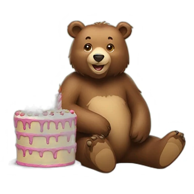 bear with birthday cake sticker