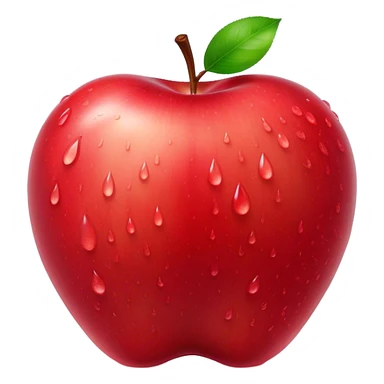 Cinematic Realistic Apple Emoji, Fresh and vibrant, with a crisp, red skin glistening with droplets of water. The smooth, shiny surface catches the light, while the green stem adds a natural touch. Soft glowing outline, capturing the essence of health, sweetness, and freshness in a crisp apple! sticker