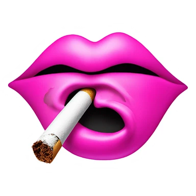 Neon pink lips are blowing smoke, and a cigarette is in her mouth sticker
