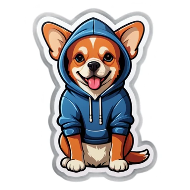 Dog with a hoodie sticker