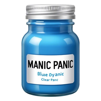jar of blue hair dyed labeled manic panic sticker