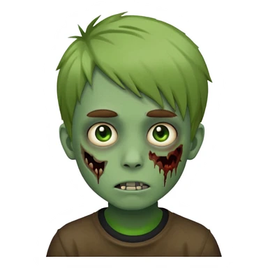 boy zombie with light brown emo hair and green skin and earpods emoji sticker