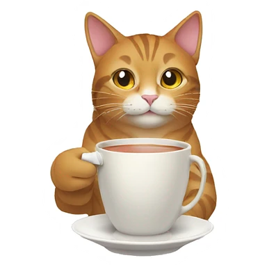 Cat drinking tea sticker