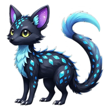 Feral Rare Fantasy Dark gothic spooky  sparkly shiny Vernid-Trico-species by LiLaiRa, random markings, tufted tail, tufted ears, full body sticker