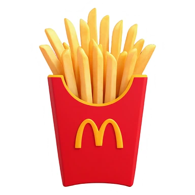 McDonald's French fries, close-up, crispy texture, red and yellow color scheme, no text, minimal background sticker