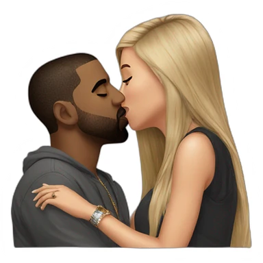 Kanye west giving a kiss to drake sticker