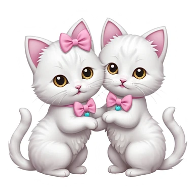 two cute white cats with bows fighting sticker