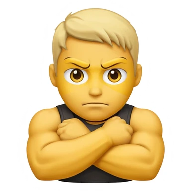 emoji head mad with buff crossed arms sticker