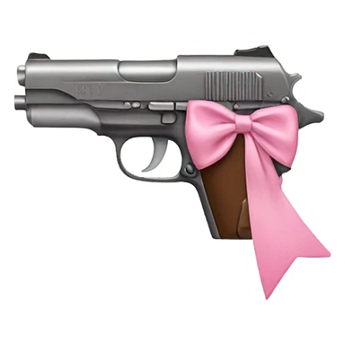 A pistol with a cute baby pink bow on it sticker