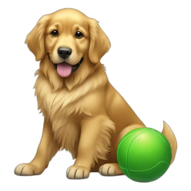 Golden retriever with green ball sticker