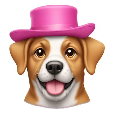 a dog with a pink hat sticker