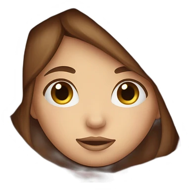 Girl with brown hair, blushing, covering her face with a red blanket sticker