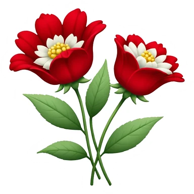 One red flower and one white flower in bouquet sticker