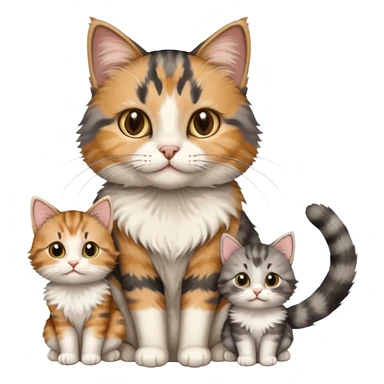 mama cat and daddy cat with 2 matching kittens sticker