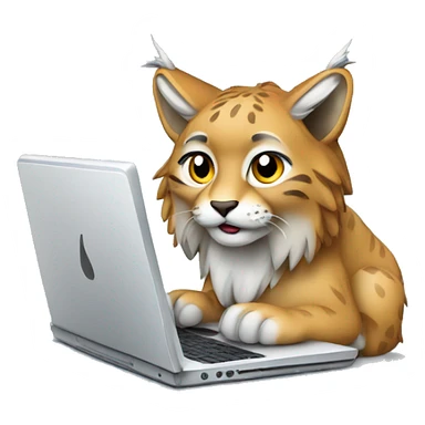 A lynx with a laptop sticker