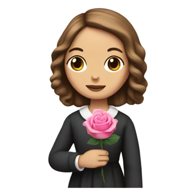 Charlotte Bronte holding a pink rose in her hand sticker