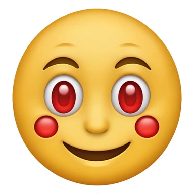 Make a yellow emoji smiling with red and tired eyes, under his nose there are white powder sticker