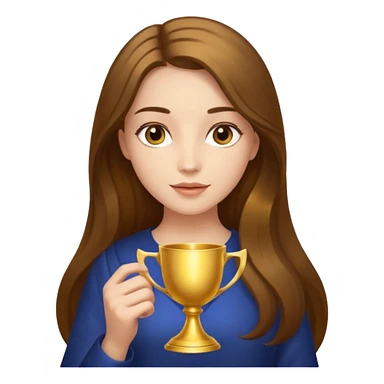 A woman holds a golden cup in her hands. There is a glow around the girl. sticker