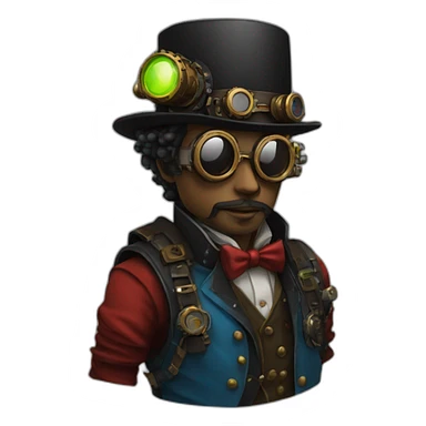 steampunk programmer using colors black, red, yello, blue, green sticker