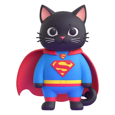 super man cat with black fur sticker