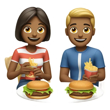 couple eating hamburger sticker