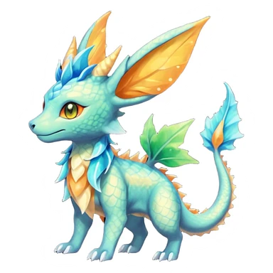 Rocky crystallic Shiny ethereal elemental Salandit-Leafeon-Vaporeon-hybrid-fusion (full body) sticker