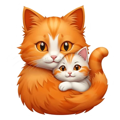 happy mom cat hugging her happy kitten cozy and affectionate sticker