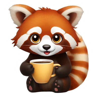 Red panda holding a cup of coffee  sticker