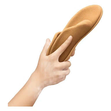 Hand holding a slipper sticker