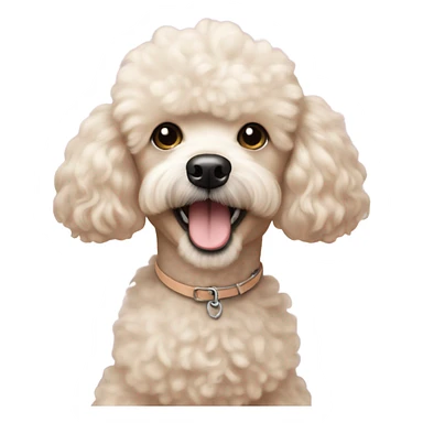 mini white albaricoque poodle smiling  sticker