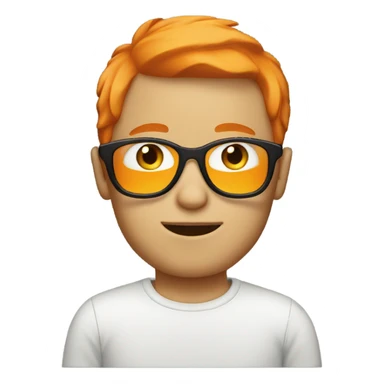 Boy with orange hair glasses and beard sticker