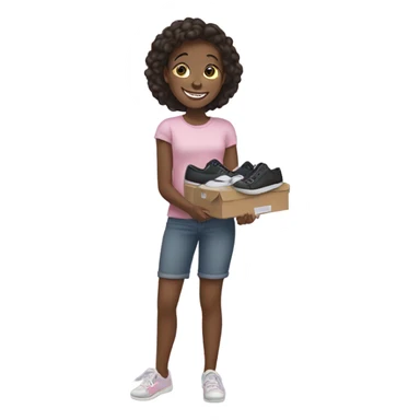 Girl holding new shoes sticker
