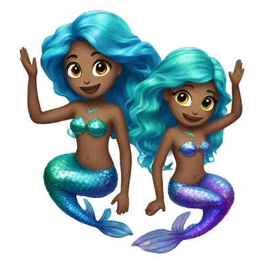 two mermaids, colorful, shimmer, beautiful, aesthetic sticker