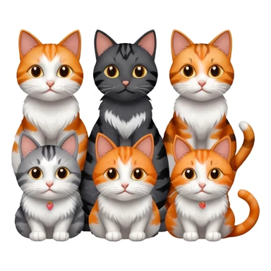 6 cats with different natural coloured coats
 sticker