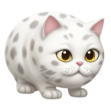 Fat white cat with spots sticker
