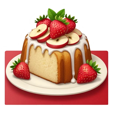 Strawberry poundcake with strawberries apple emoji  sticker
