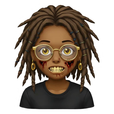 Girl,zombie,glasses,brown,emo,dreads,black shirt,gold teeth, sticker