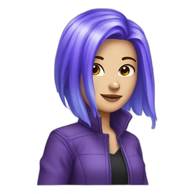 Blue purple hair jacket white girl sticker