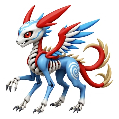 Digitigrade Cool Badass Skeletal Meloetta-Wargreymon-Renamon-Guilmon-Pokémon-Digimon-Fakémon-fusion-hybrid-creature sticker