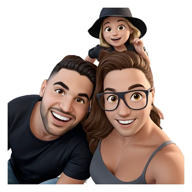 happy girl with boys sticker