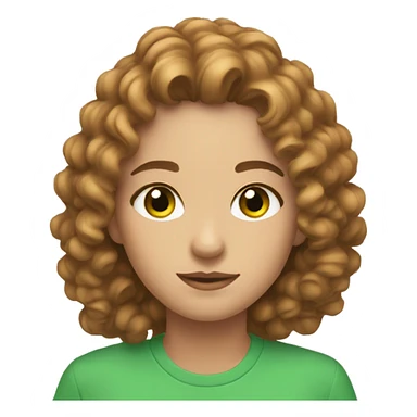 This emoji 👩🏻 but with green eyes,lashes and little curly brown hair sticker